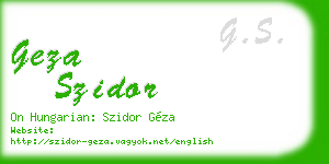 geza szidor business card