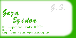 geza szidor business card